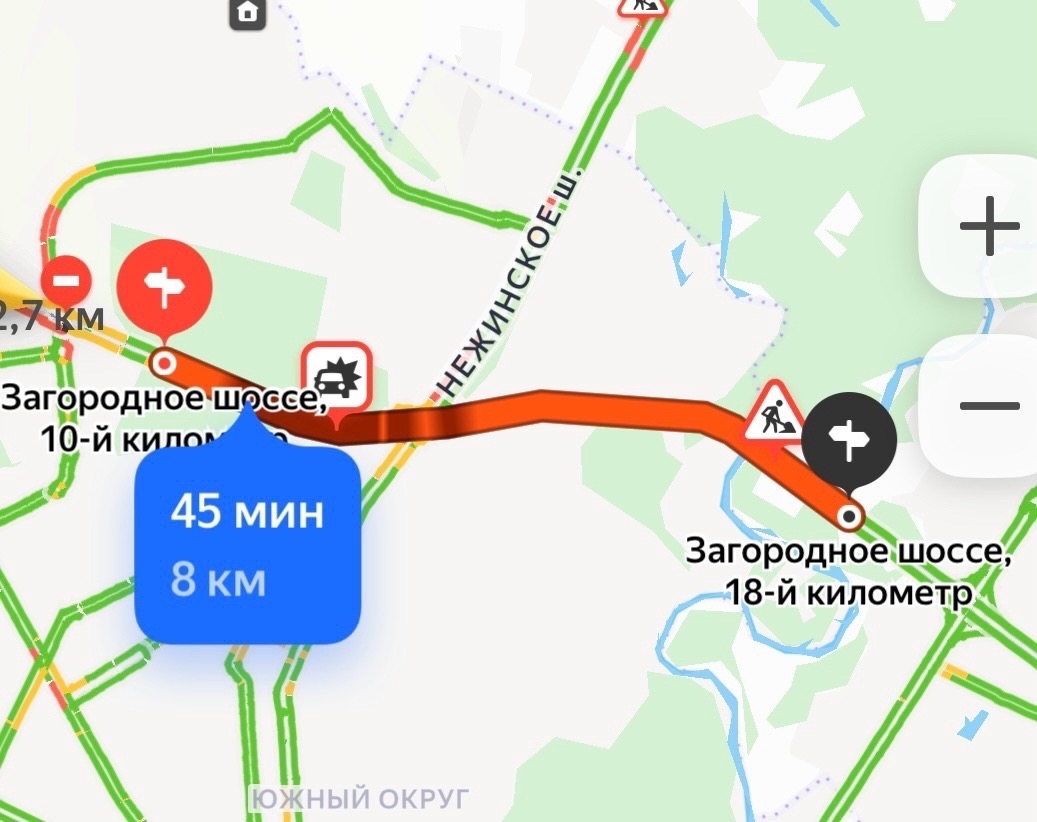 Пробка на Загородном шоссе в Оренбурге, фото: Яндекс.Карты