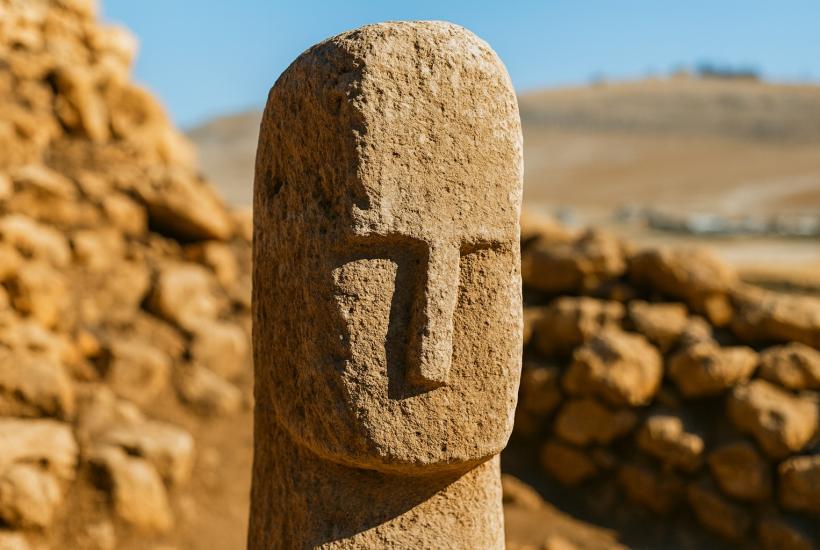 Каменный обелиск с лицом