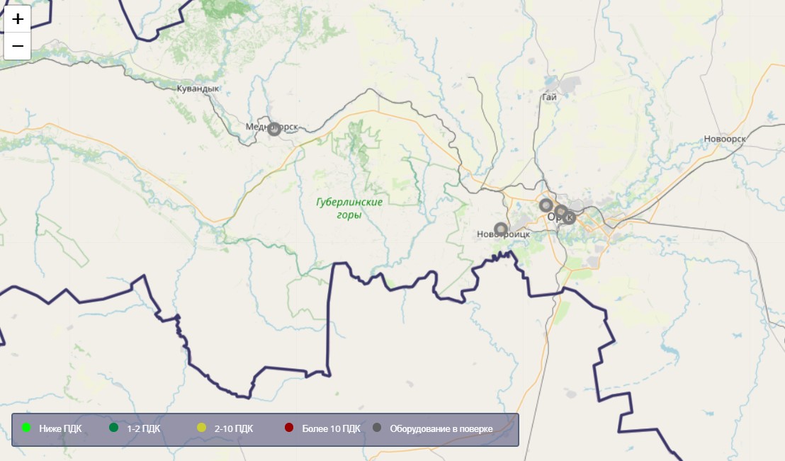 Все экологические посты в Оренбурге и Орске отключили от карты мониторинга