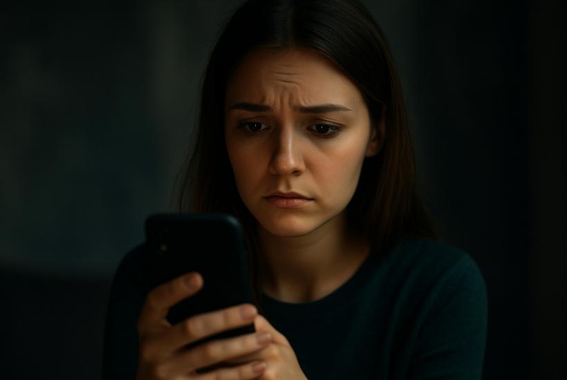 Растерянность перед экраном смартфона