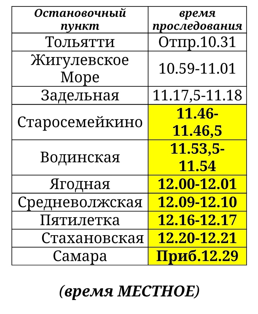 Расписание ласточки тольятти самара