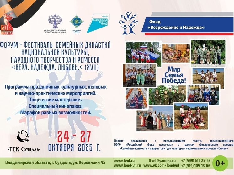  В Суздале стартует масштабный фестиваль в честь 80-летия Победы