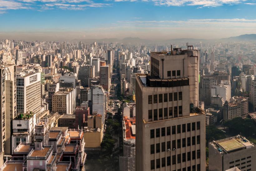 Panoramic view of air pollution in São Paulo city, Brazil