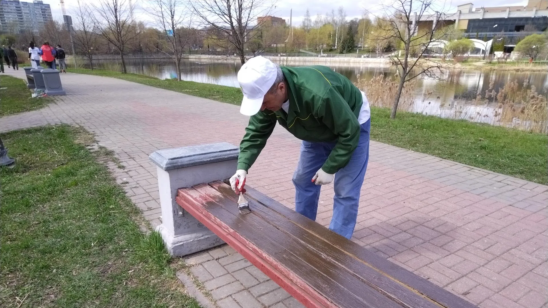 В парке 8 скамеек 3 покрасили