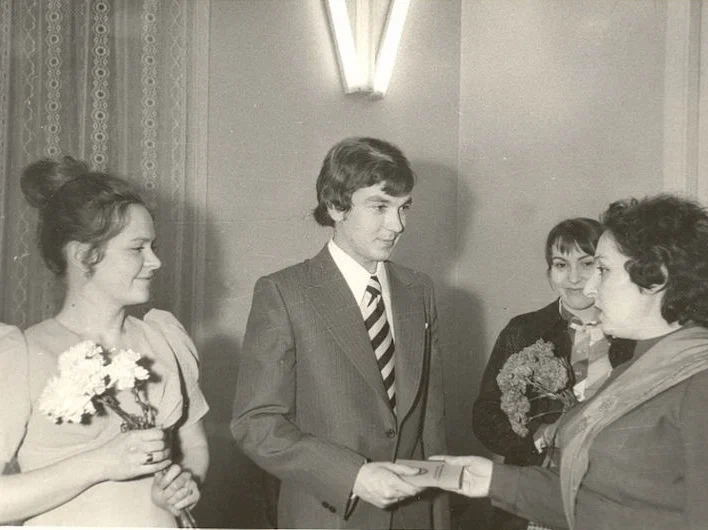 Юрий Николаев со своей супругой Элеонорой в день бракосочетания, 1975 год
