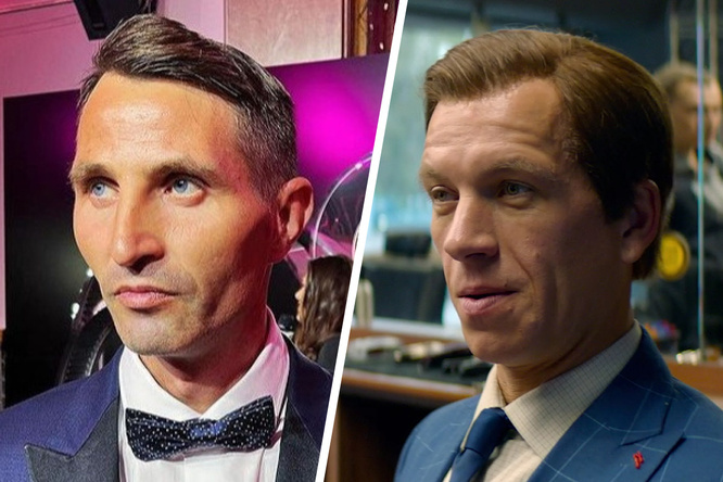 Справа актер Антон Кузнецов в образе дворника Юры