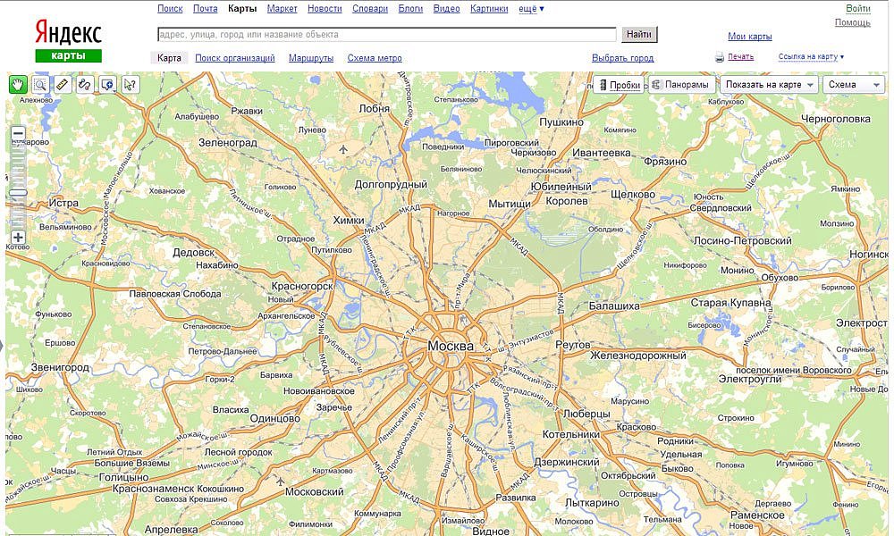 Карта автомобильных дорог москвы