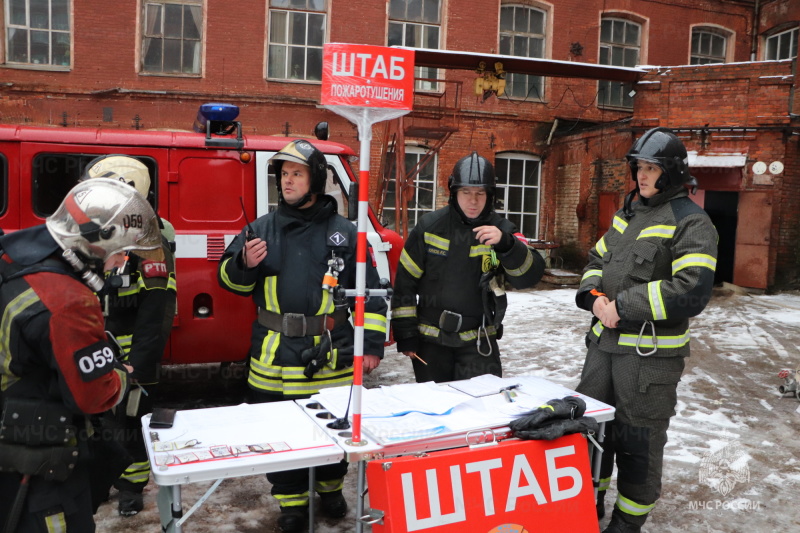 Пожарно-тактические учения на Комбинате технических тканей