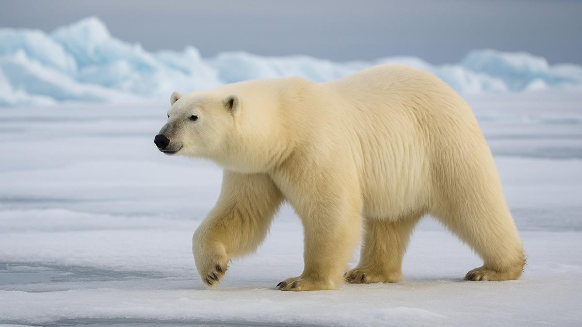 Белый медведь на льду