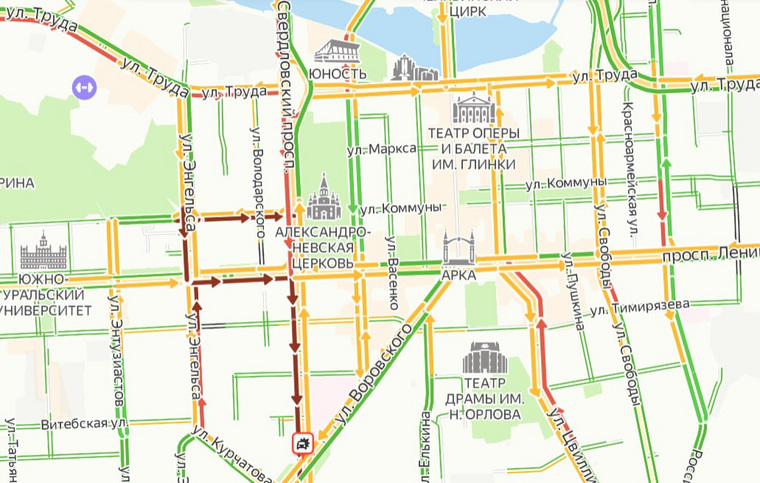 Карта пробок челябинск онлайн