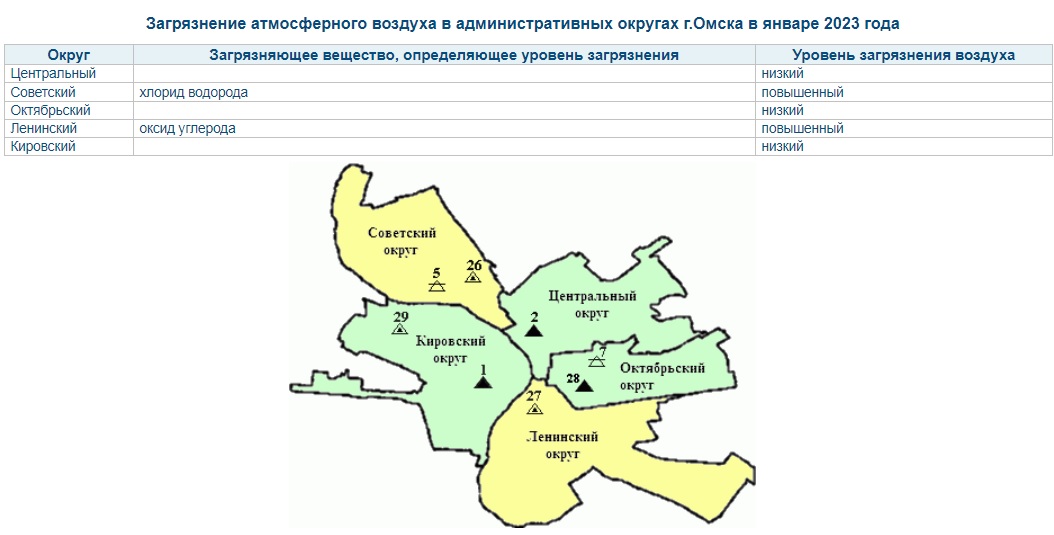 Карта загрязнения воздуха омск