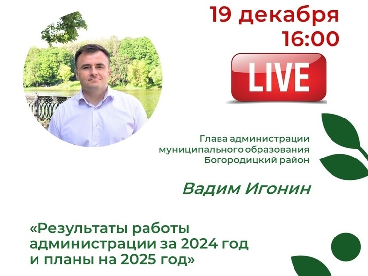 Игонин проведет в Богородицке прямую линию с жителями сразу после Путина