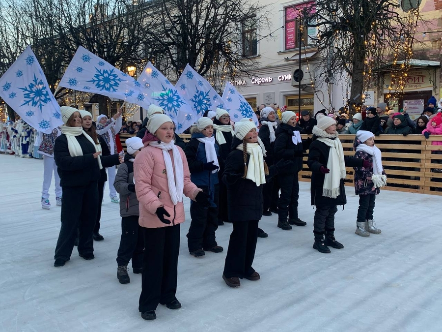 Дедушки Морозы открыли каток в Гатчине