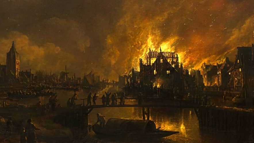 Арт ван дер Нер. Ночной пожар. 1650-е