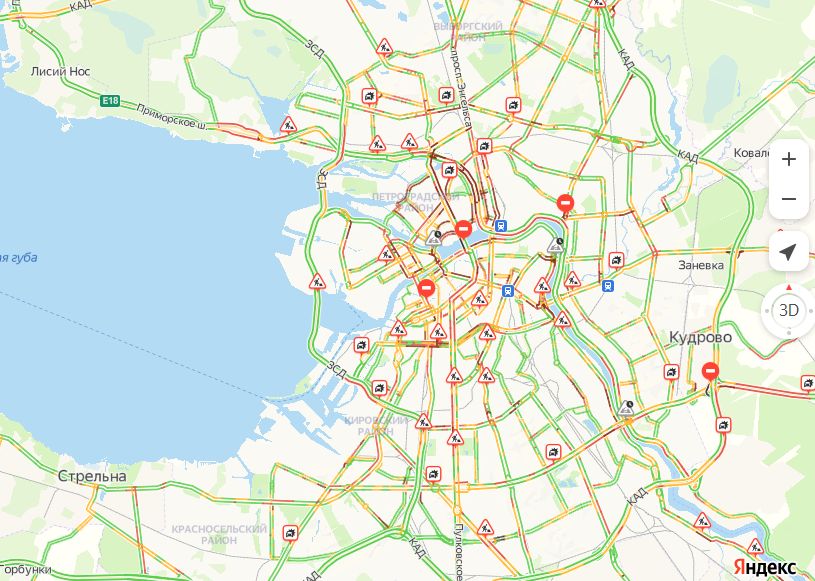 Карта пробок спб сейчас