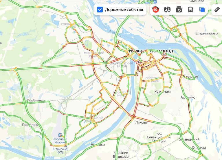 Пробки нижний новгород сейчас онлайн борский мост карта