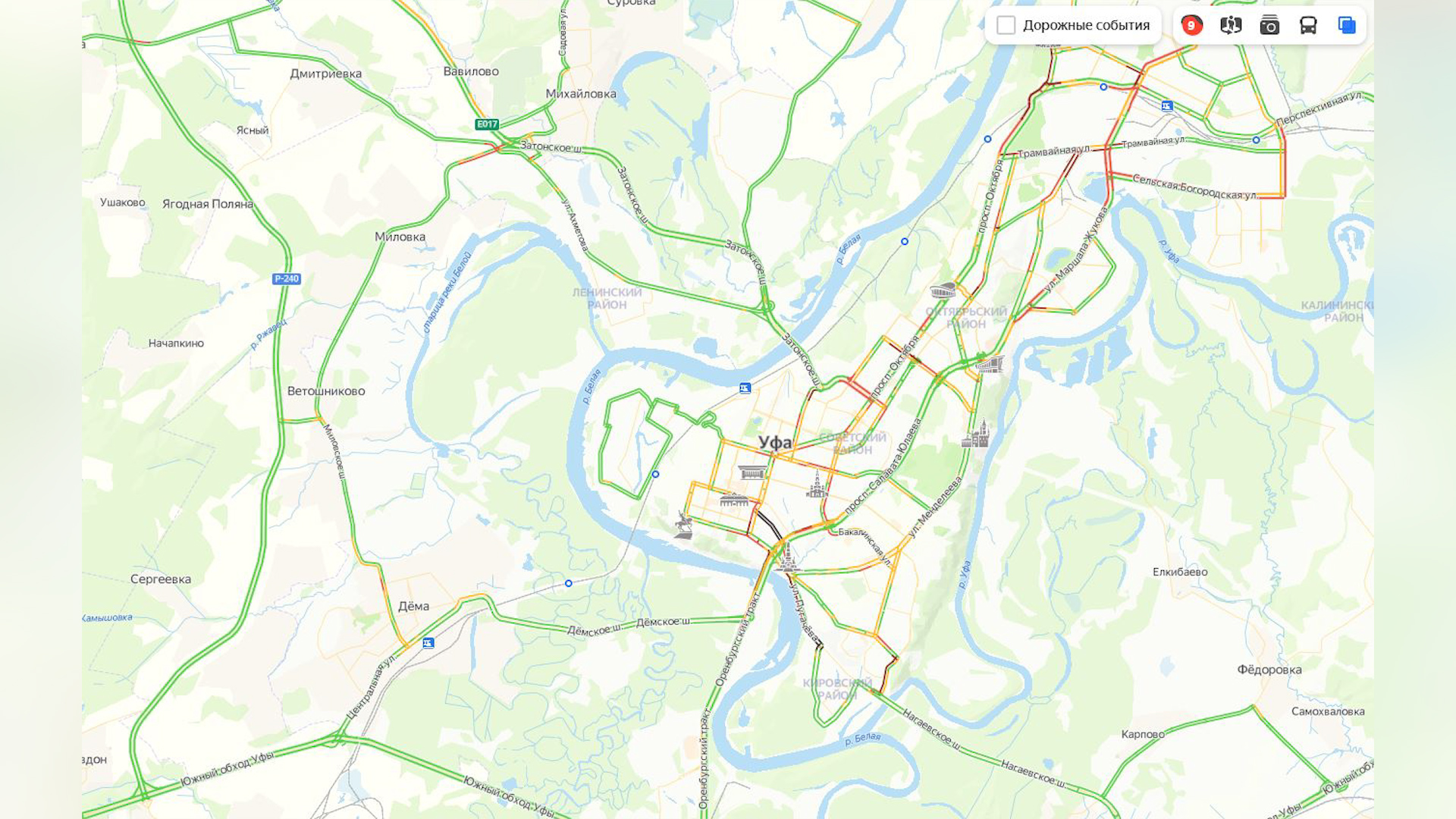 Карта уфы с пробками онлайн