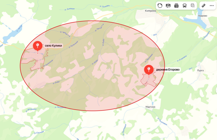 Радиус поиска большой