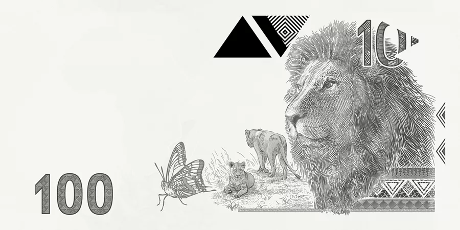 УФ-образ на банкноте «Саванна» со львом