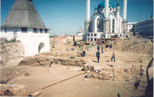 Мечеть Кул-Шариф на стадии строительства.
