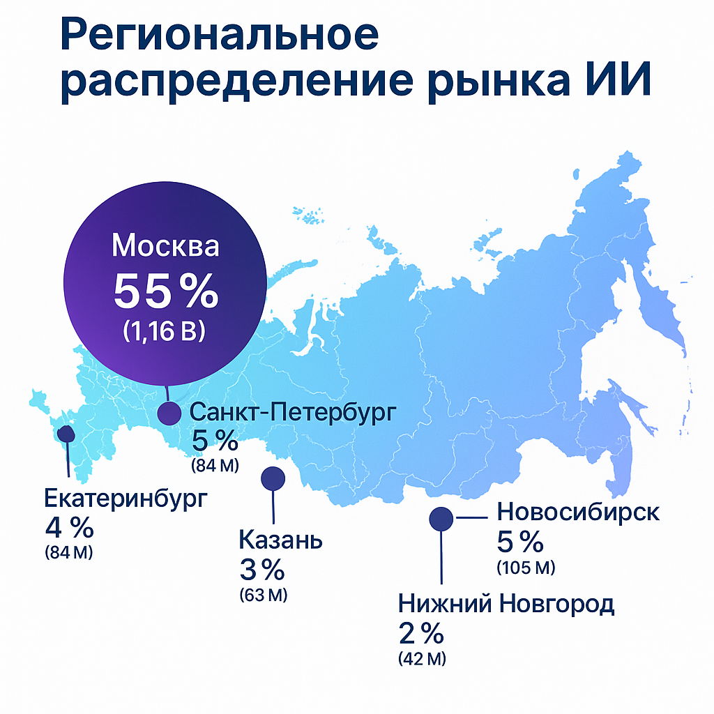 Карта регионального распределения рынка ИИ в России