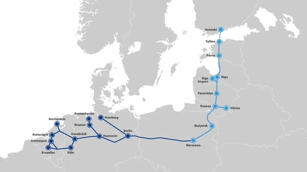 На первом этапе Rail Baltica нужны одна станция в Риге и ветка Таллин - Вильнюс