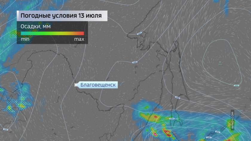 Карта осадков благовещенск. Погода на юге.