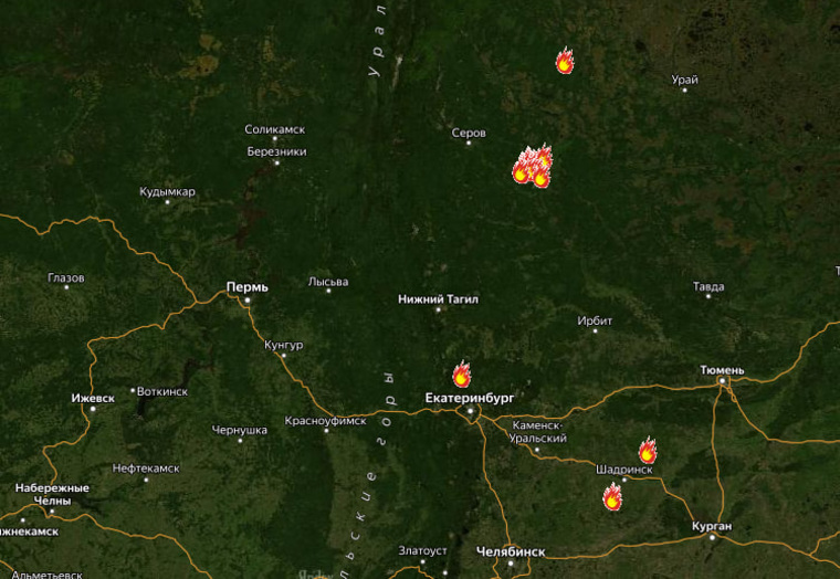 Карта пожаров в екатеринбурге