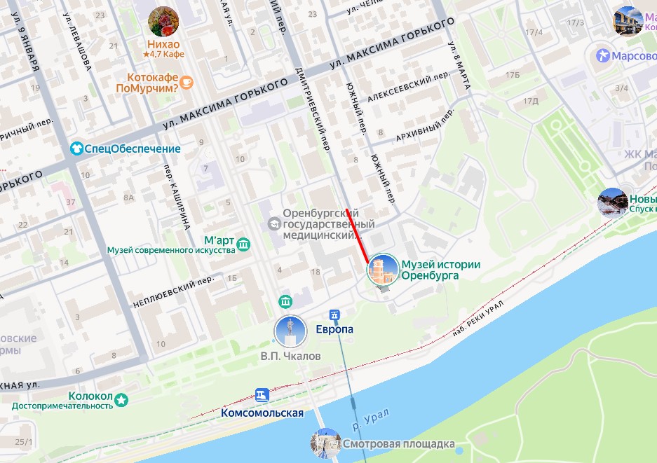 Участок по пер. Дмитриевскому на Яндекс-карте