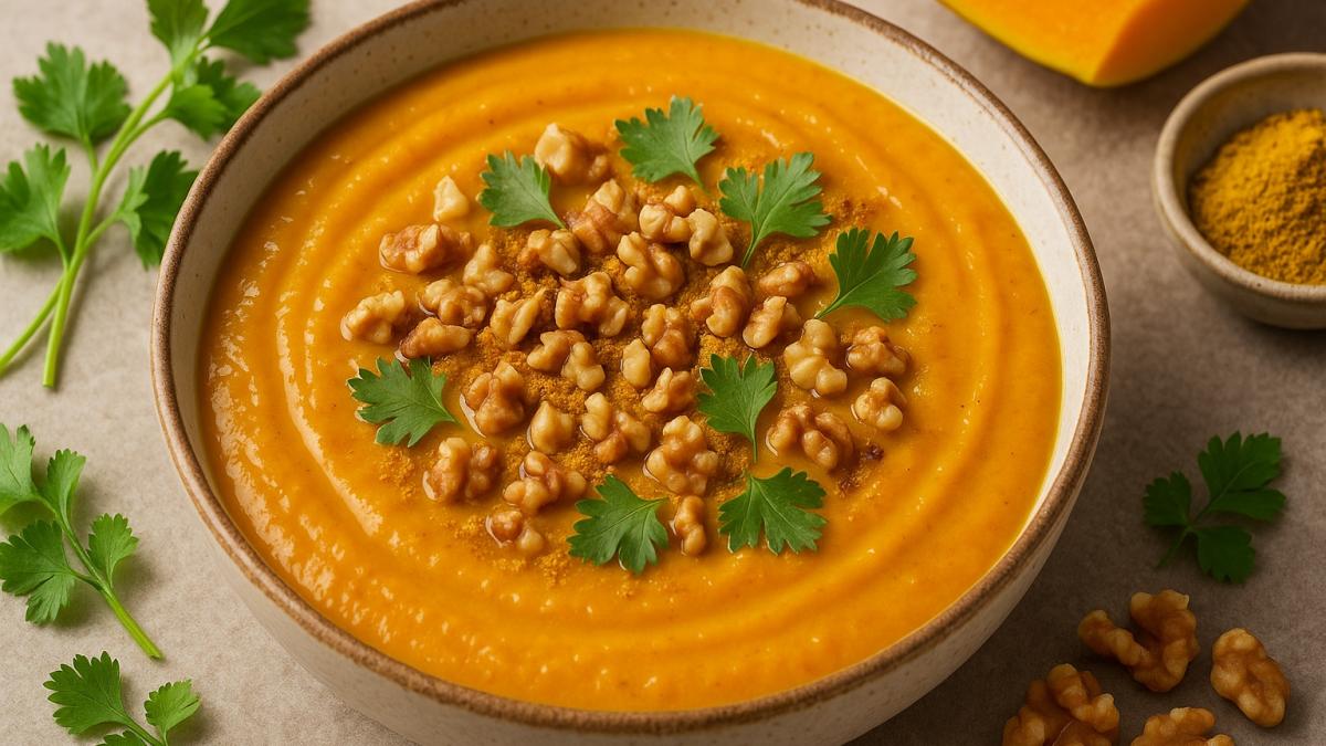 Тыквенный суп с карри и орехами