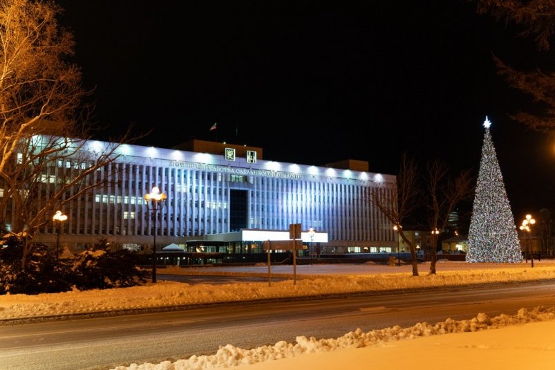 Праздничное оформление Южно-Сахалинска пресс-служба правительства Сахалинской области.