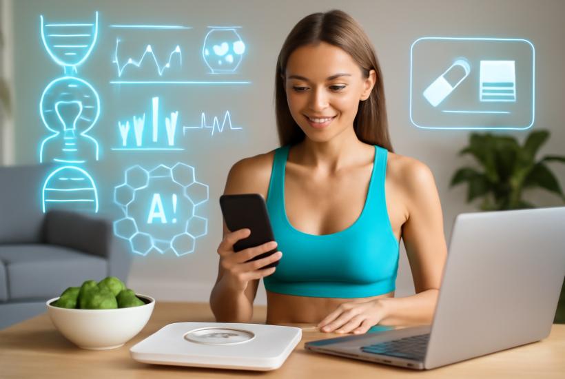 Девушка отслеживает похудение с помощью ии