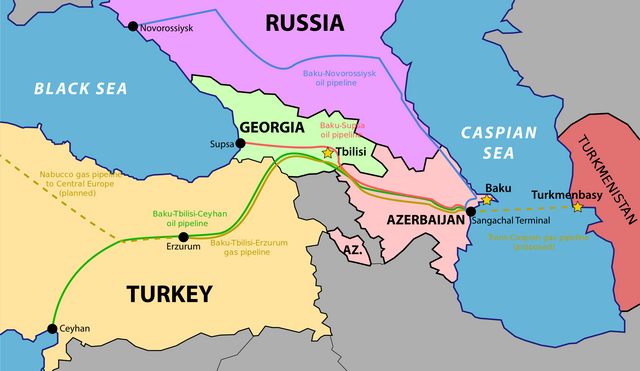 Расположение трубопровода Баку–Тбилиси–Джейхан