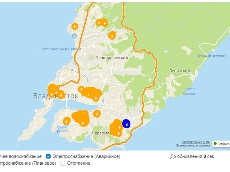 Массовые отключения электричества прокатились по всему Приморью