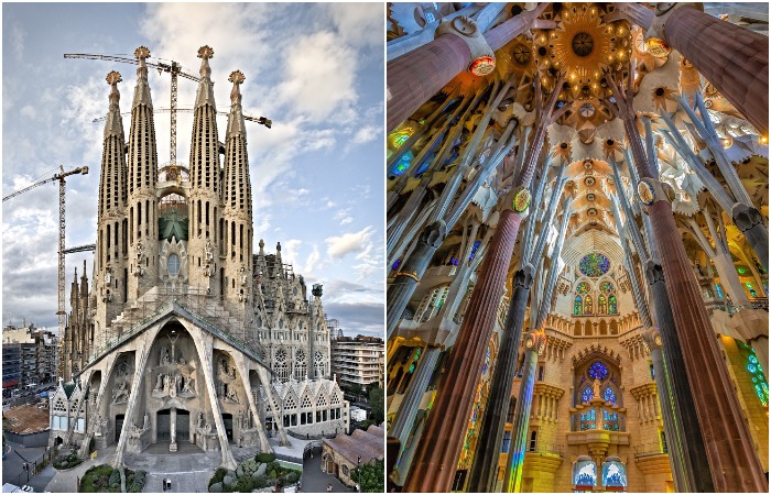 Органические формы, древовидные колонны и замысловатые детали Собора Святого Семейства — все это отражает стремление Антонио Гауди гармонизировать архитектуру с миром природы (Барселона, Испания).