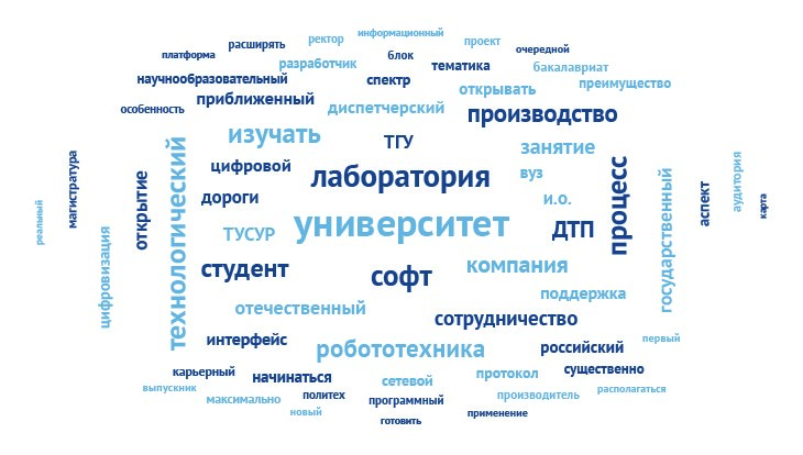 Слово университет чаще всего встречалось в текстах РИА Томск в 2024г