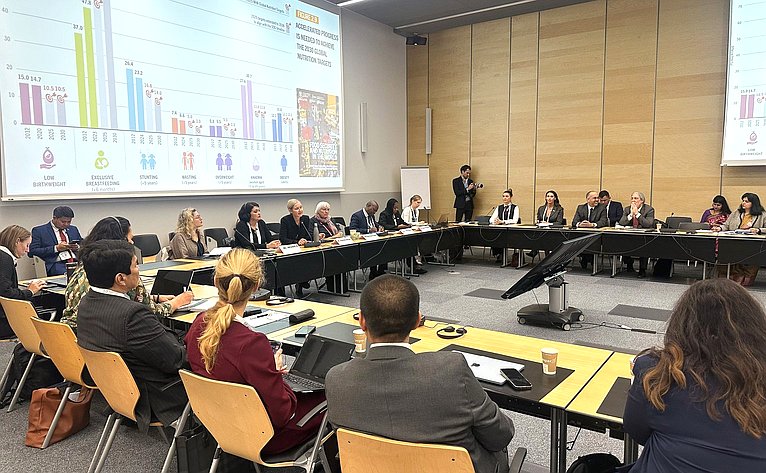 Сенаторы в составе делегации Федерального Собрания РФ участвуют в 151-й Ассамблее Межпарламентского союза в Женеве