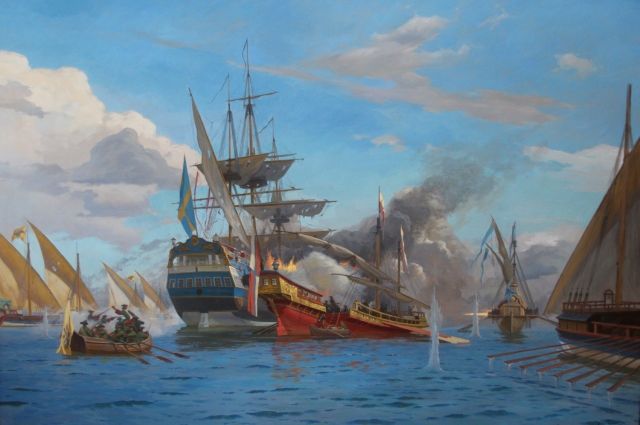 Впервые российский флот одержал сокрушительную победу на море в битве при Гангуте.
