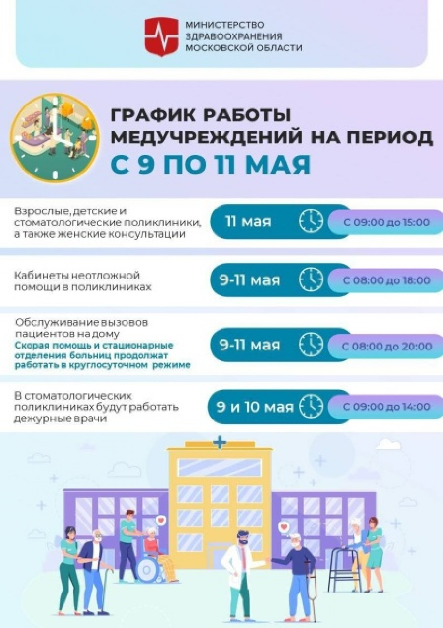 Как будут работать медучреждения в День Победы и выходные дни