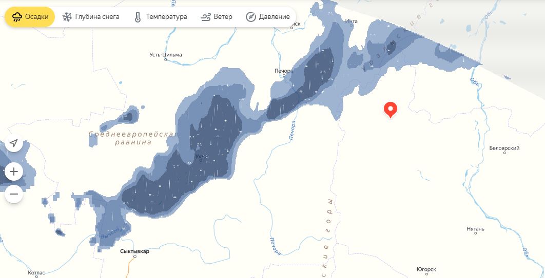 Карта осадков северодвинск в реальном