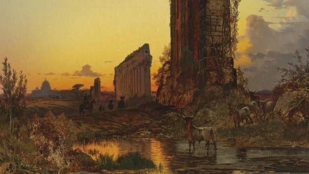 Герман Давид Саломон Корроди. Закат среди развалин. до 1905