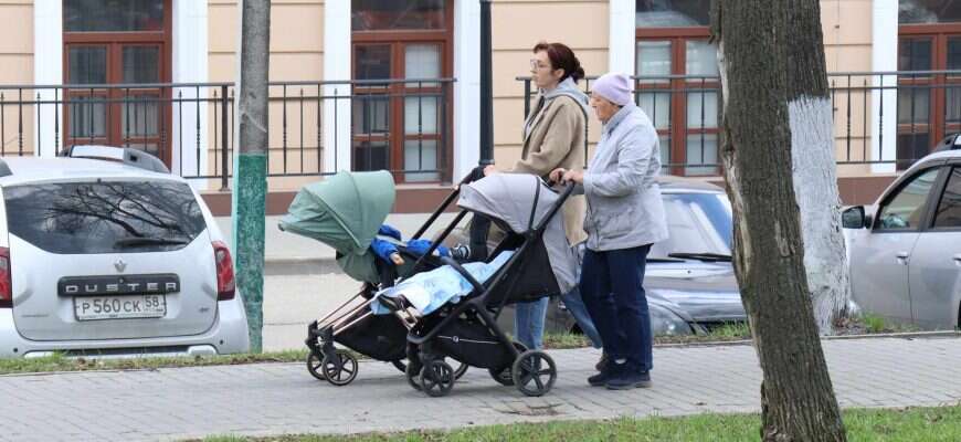 семья коляска дети ребенок пенсионерка