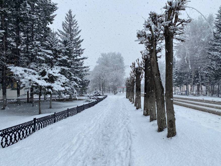 Мощный снегопад накрыл районы Приморья