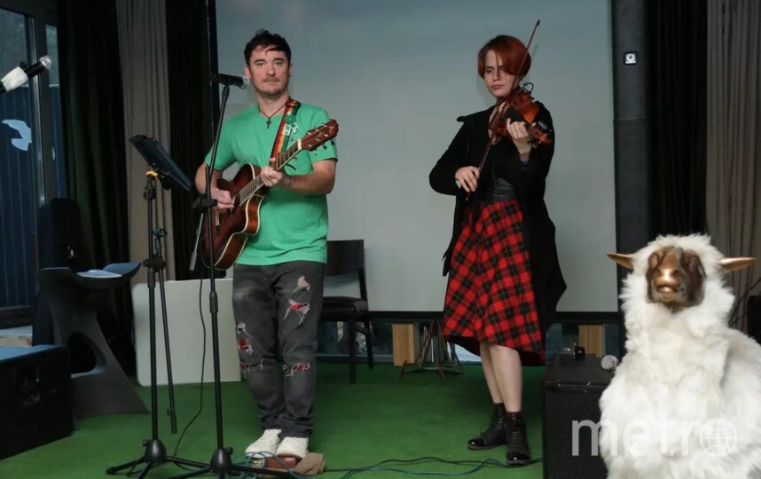 Музыканты на фестивале играют традиционную ирландскую музыку.