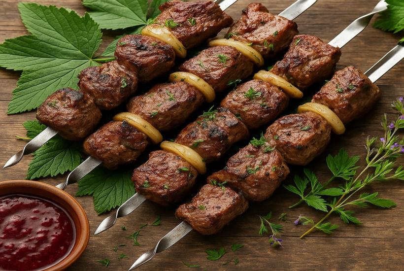Шашлык из ягнёнка с настоем смородинового листа