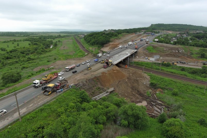 Асфальтирование путепровода в районе Кипарисово пресс-служба ФКУ ДСД "Дальний Восток"
