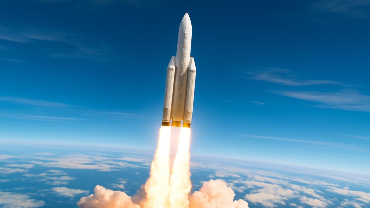 Запуск ракеты на фоне Земли