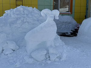 Снежные скульптуры краснокнижных животных украсили дворы на Камчатке 3