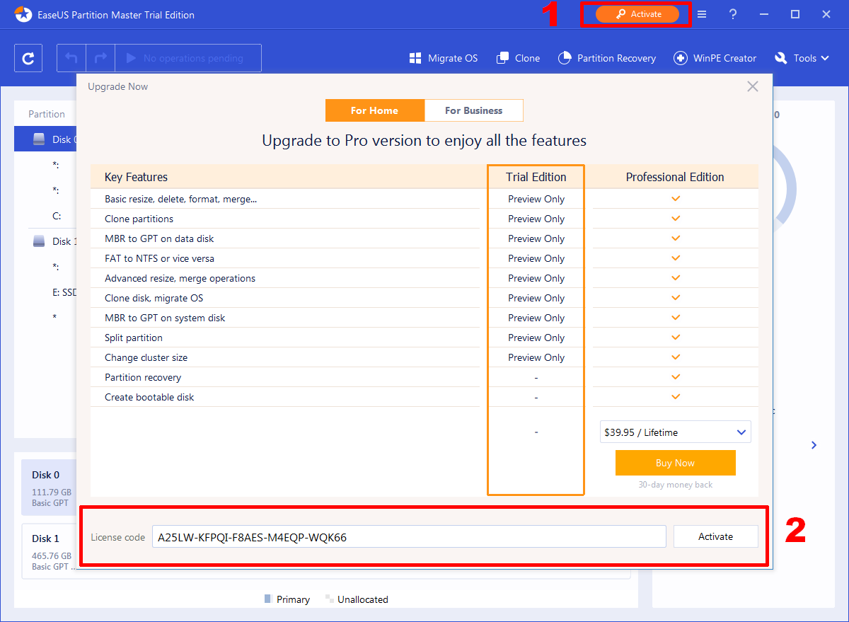 EaseUS Partition Master Professional – бесплатная лицензия
