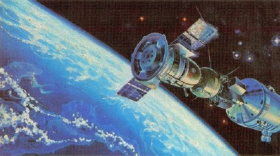 Картина стыковки советского корабля «Союз-19» и американского «Аполлона»